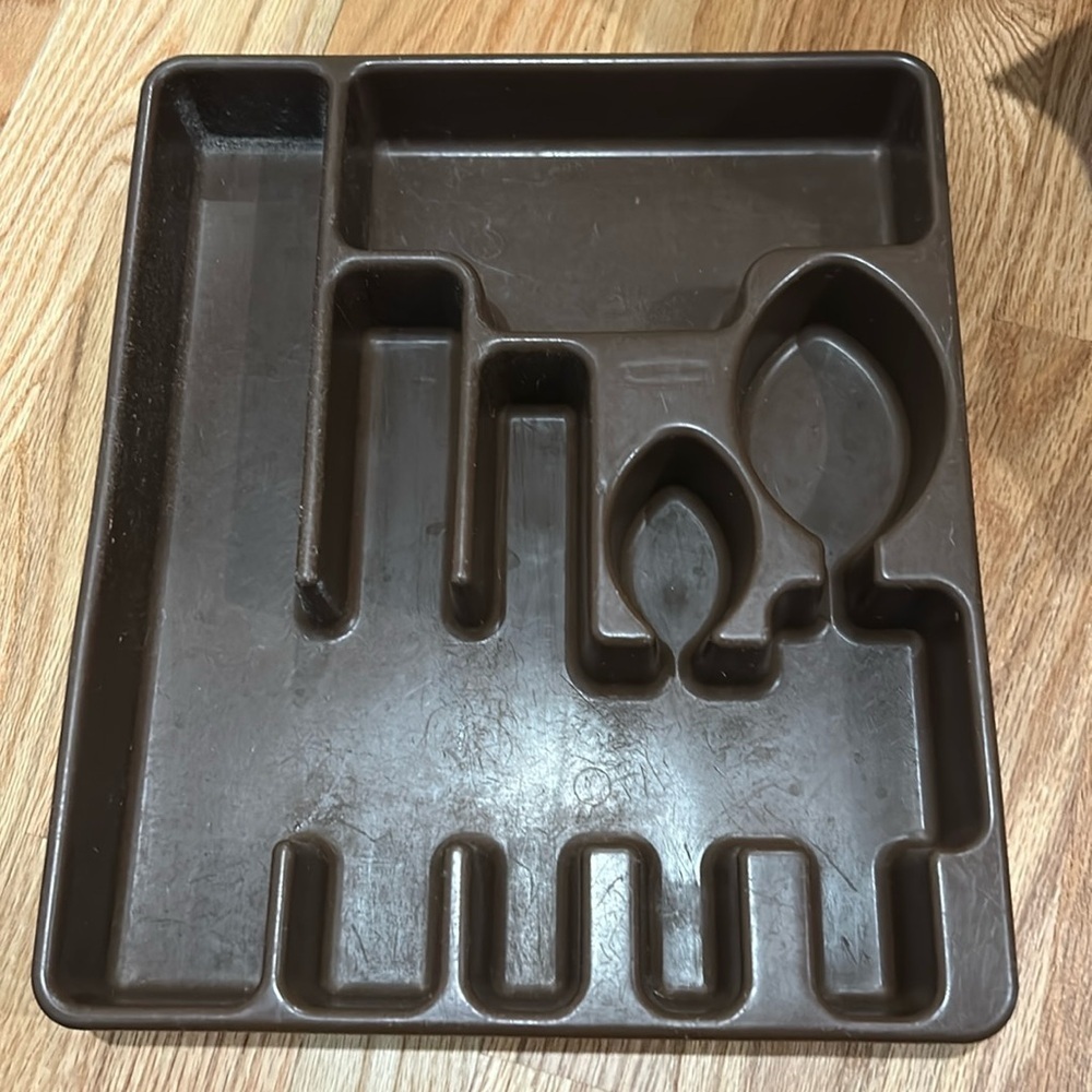 Rubbermaid VTG MCM Brown Silverware Tray Drawer Utensil Organizer Used​